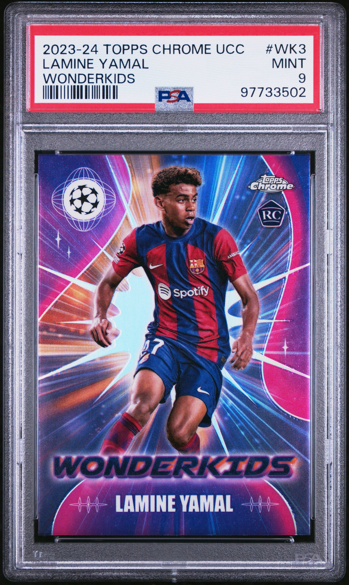 2023-24 Topps Chrome Uefa Club Competitions Wonderkids #WK3 Lamine Yamal PSA 9