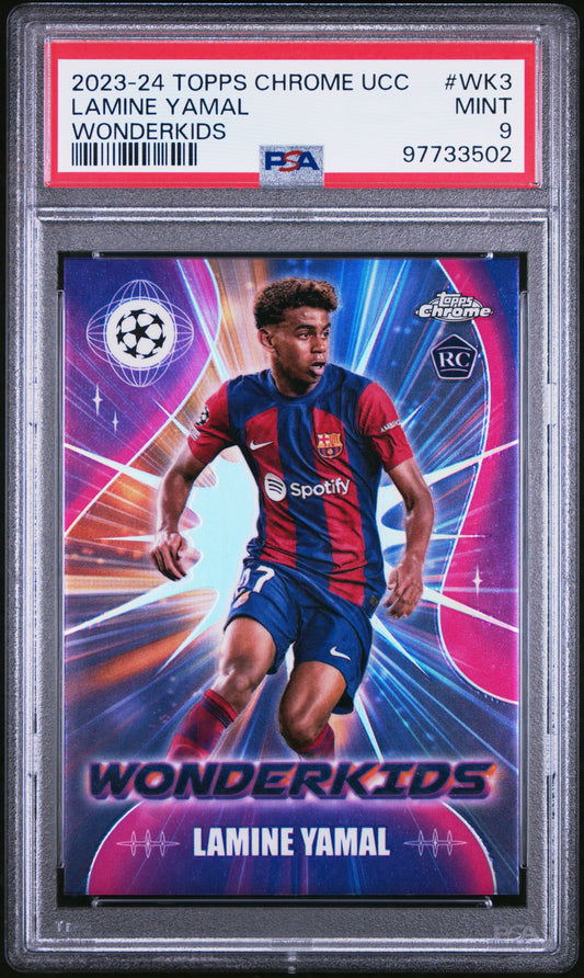 2023-24 Topps Chrome Uefa Club Competitions Wonderkids #WK3 Lamine Yamal PSA 9