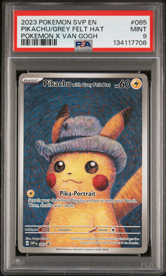 2023 Pokemon Svp En-Sv #085 Pokemon X Van Gogh Pikachu/Grey Felt Hat PSA 9