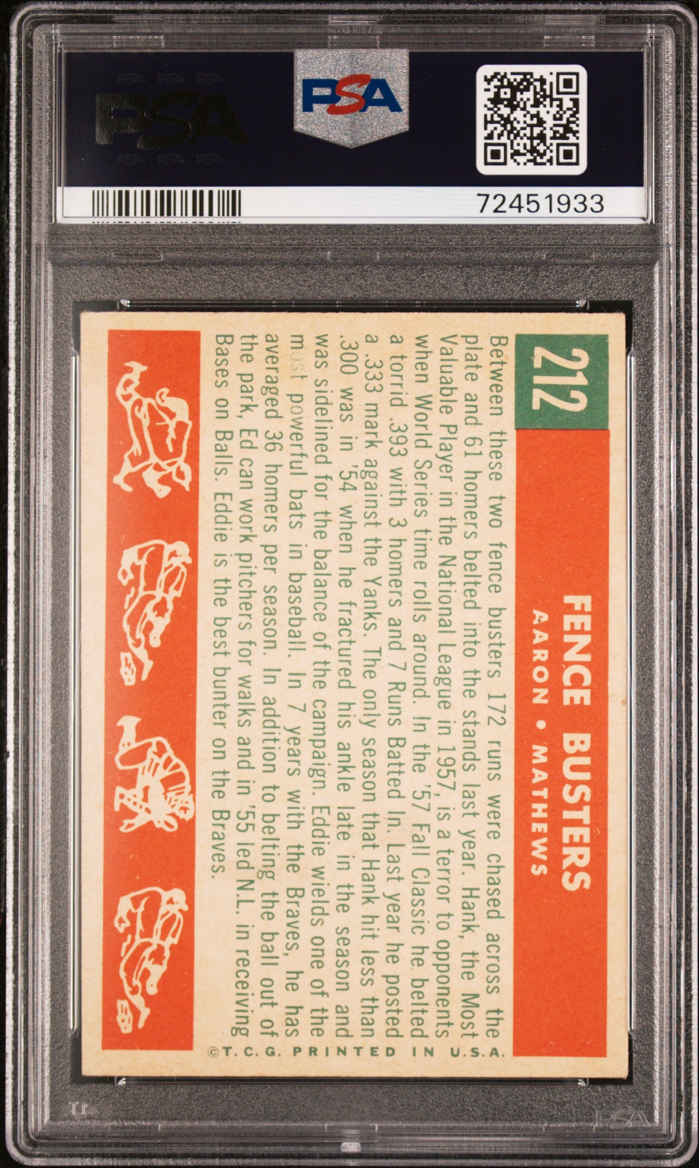 1959 Topps #212 White Back Fence Busters PSA 4