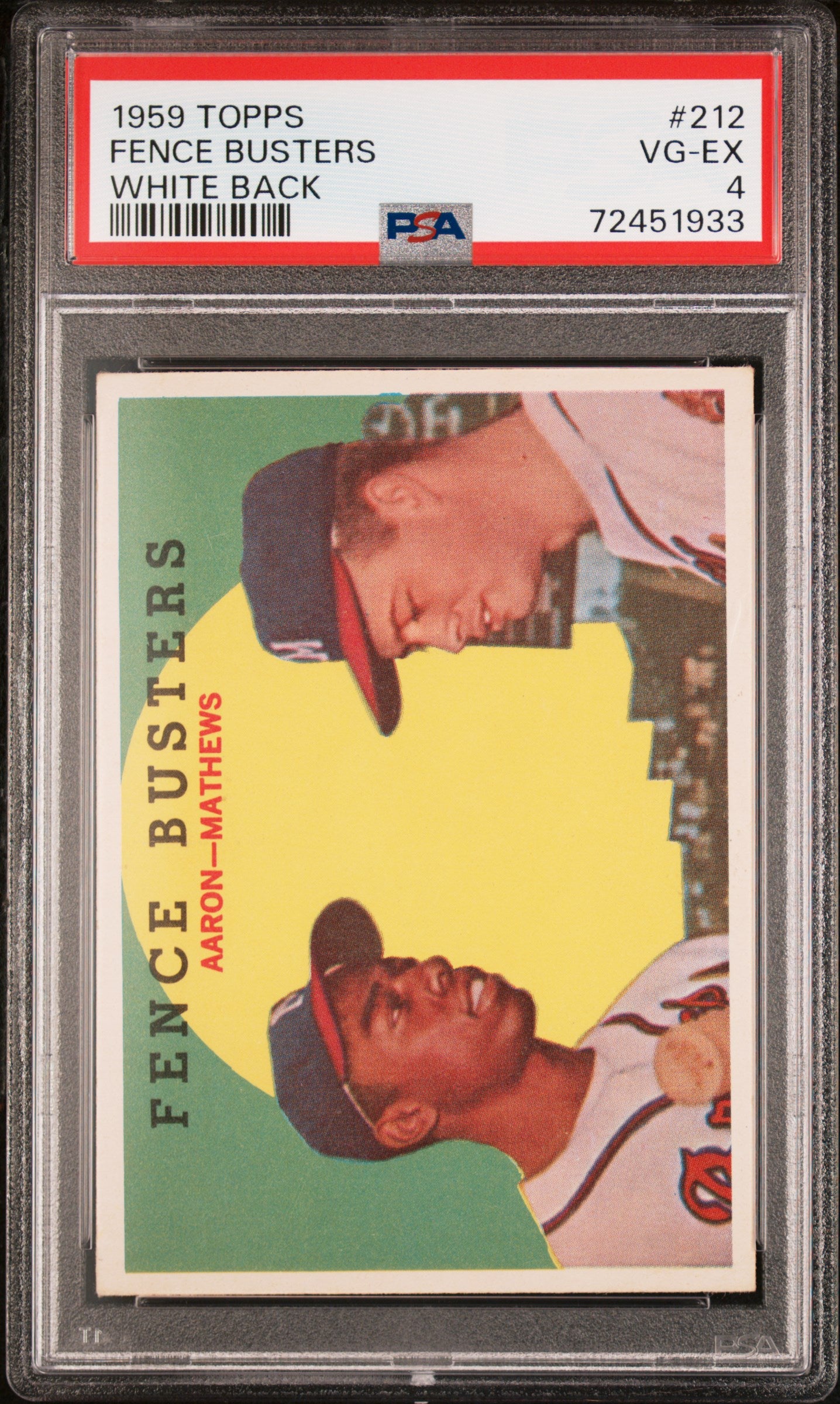 1959 Topps #212 White Back Fence Busters PSA 4