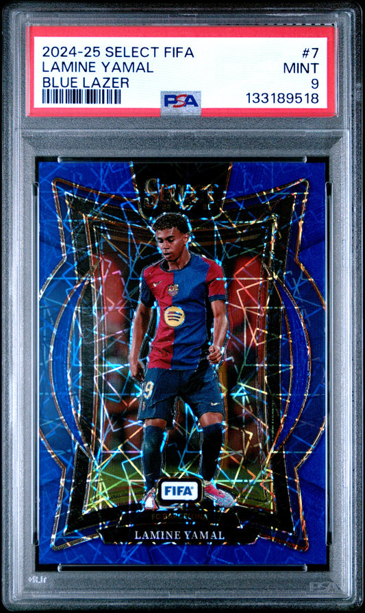 2024-25 Panini Select Fifa #7 Blue Lazer Lamine Yamal PSA 9