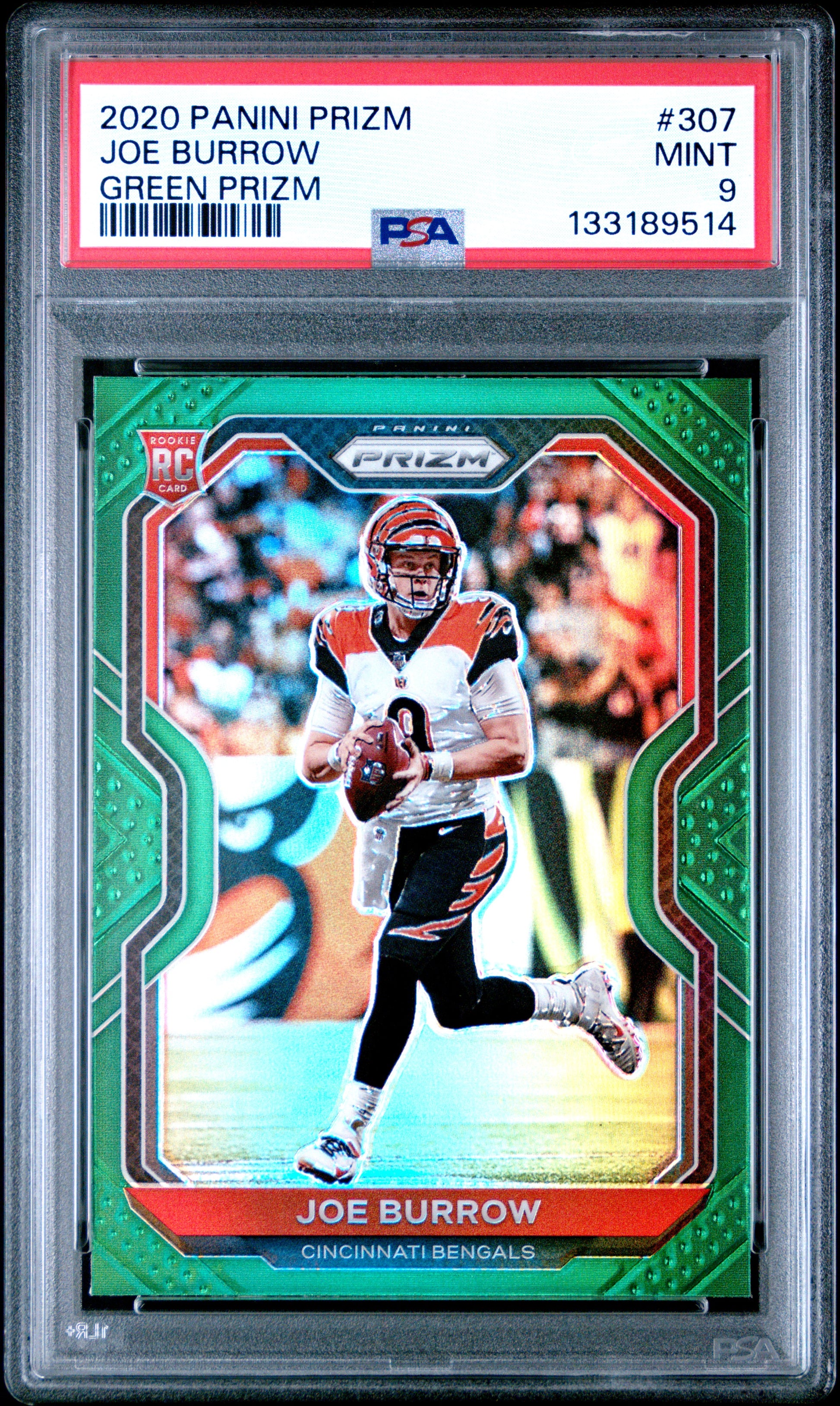 2020 Panini Prizm #307 Green Prizm Joe Burrow RC PSA 9