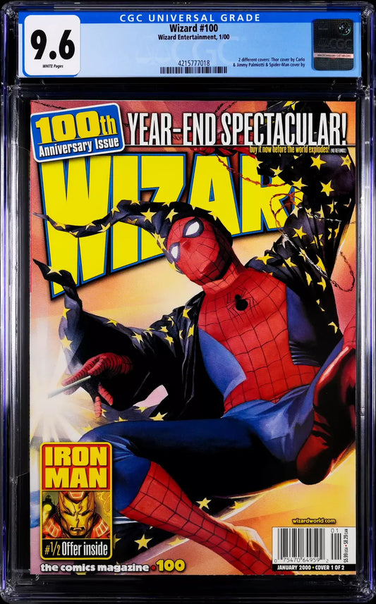 Wizard 100 1/00 Wizard Ent. *Alex Ross Spider-Man Cover* CGC 9.6 - TOP OF POP