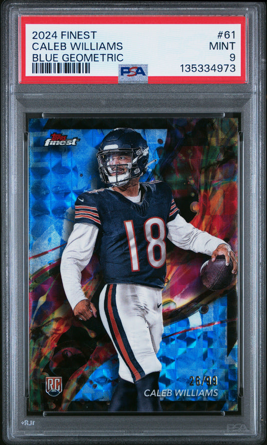 2024 Topps Finest #61 Blue Geometric Caleb Williams RC #'d /99 PSA 9