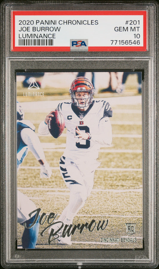 2020 Panini Chronicles Luminance #201 Luminance Joe Burrow RC PSA 10