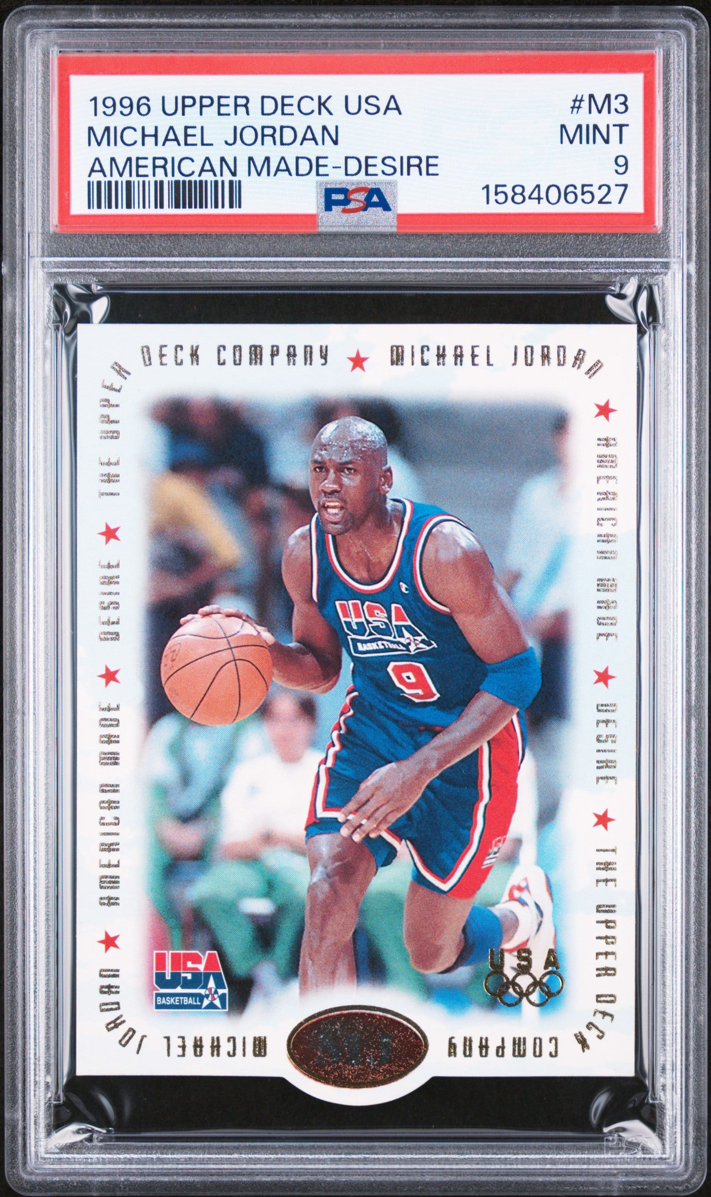 1996 Upper Deck USA #M3 Michael Jordan American Made-Desire PSA 9