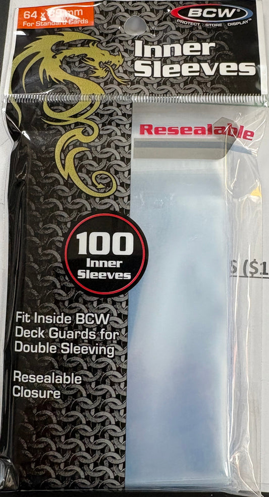 BCW Inner Sleeves Clear - 100 Pack resealable
