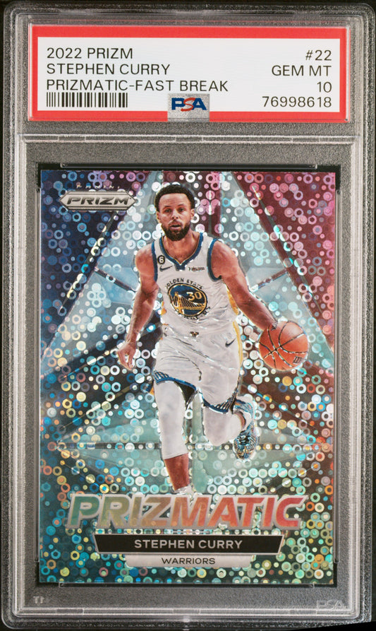 2022 Panini Prizm Prizmatic #22 Fast Break Stephen Curry PSA 10