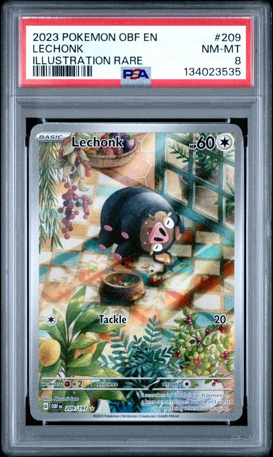 2023 Pokemon Obf En-Obsidian Flames #209 Illustration Rare Lechonk PSA 8