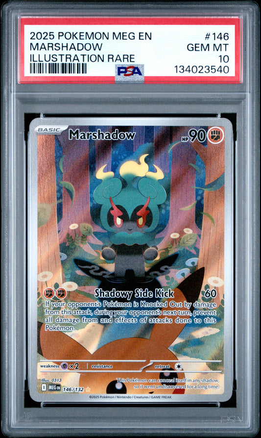 2025 Pokemon Meg En-Mega Evolution #146 Illustration Rare Marshadow PSA 10