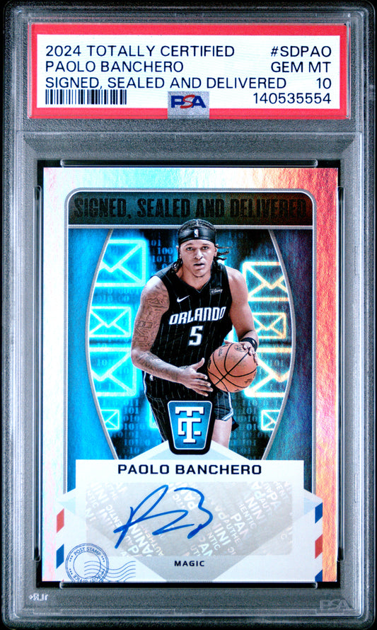 2024 Panini Totally Certified Signed, Sealed And Delivered Paolo Banchero PSA 10