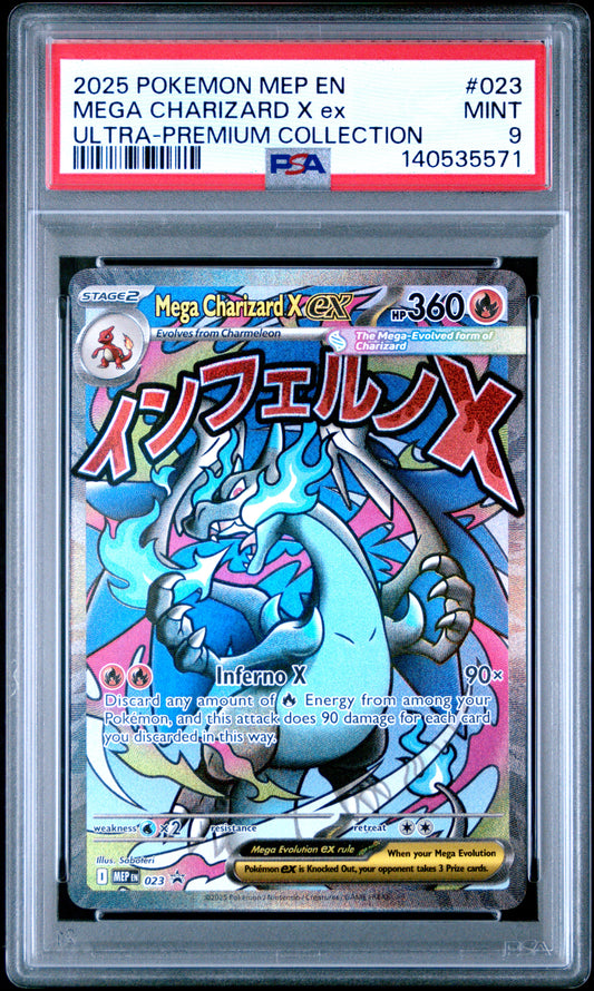 2025 Pokemon MEP Promo #023 UPC Mega Charizard X Ex PSA 9 (5571)