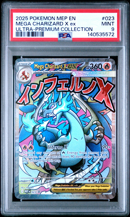 2025 Pokemon MEP Promo #023 UPC Mega Charizard X Ex PSA 9 (5572)