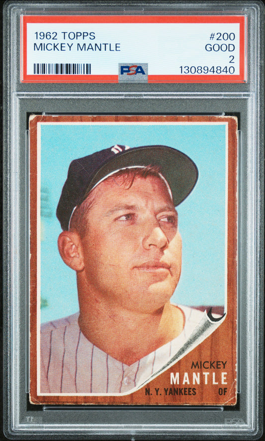 1962 Topps #200 Mickey Mantle PSA 2