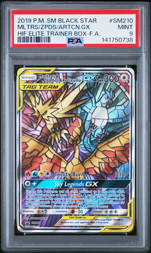 2019 Pokemon SM #SM210 Hif Elite Trainer Box-F.A. Mltrs/Zpds/Artcn.Gx PSA 9