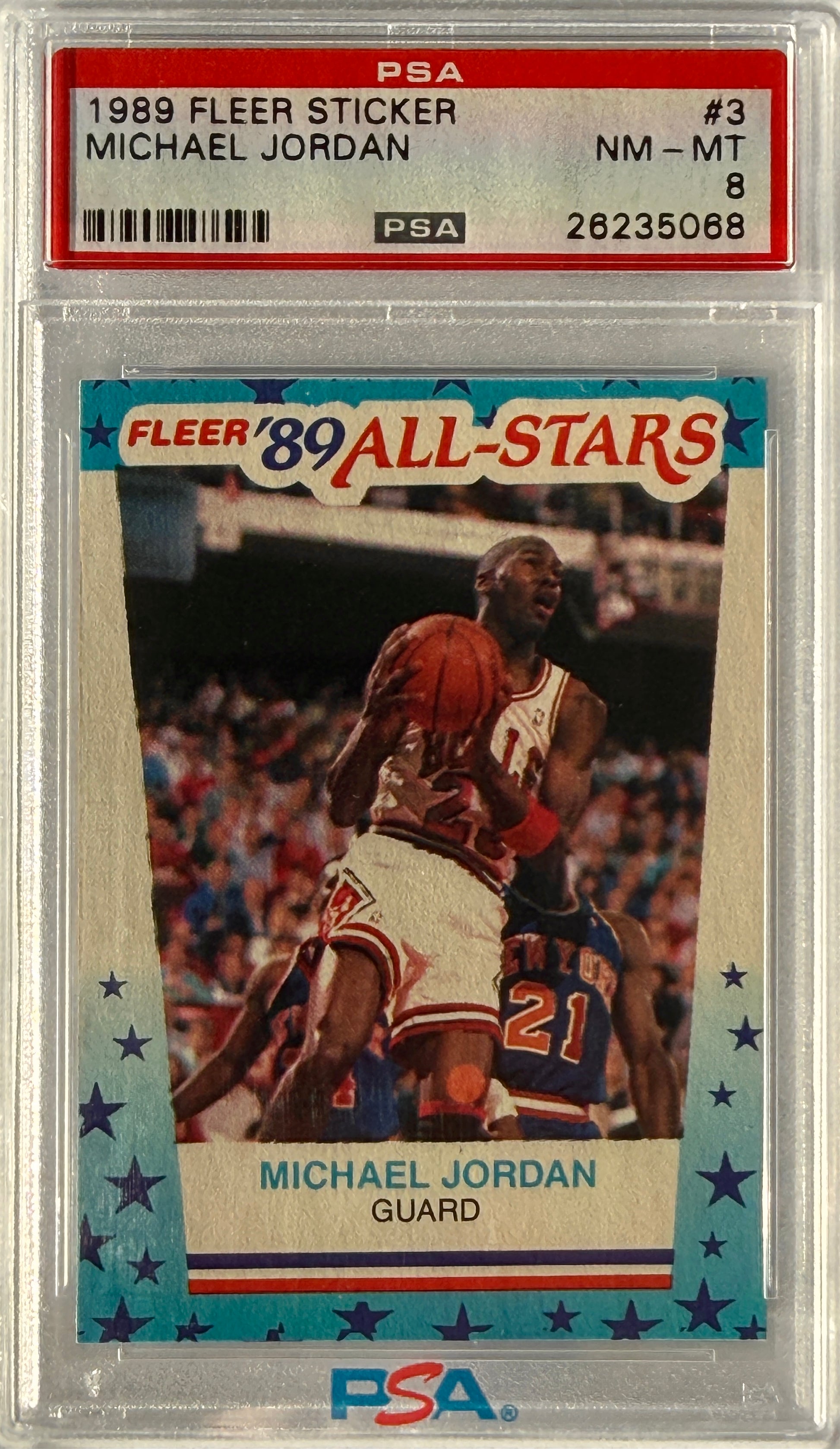 1989 Fleer Sticker #3 Michael Jordan PSA 8