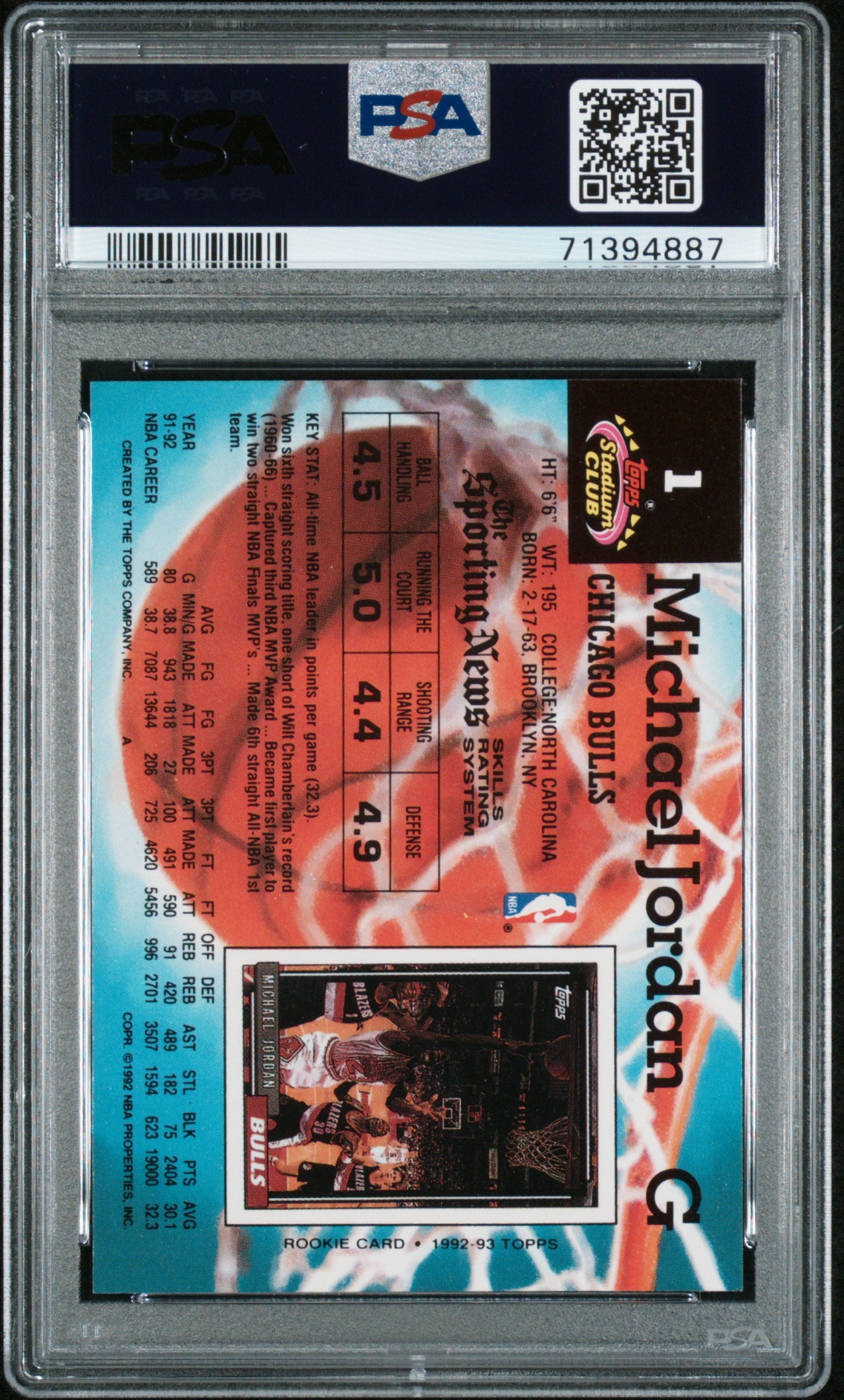 1992 Stadium Club #1 Michael Jordan PSA 9