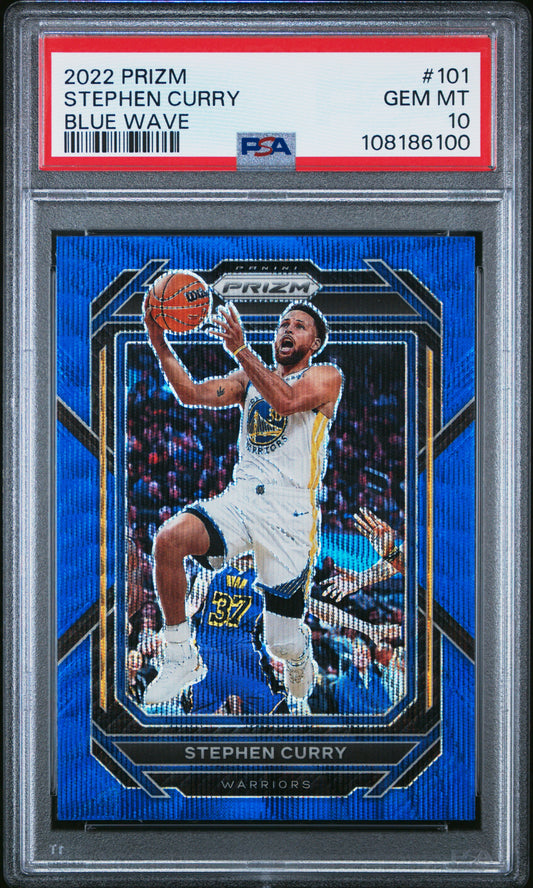 2022 Panini Prizm #101 Blue Wave Stephen Curry PSA 10