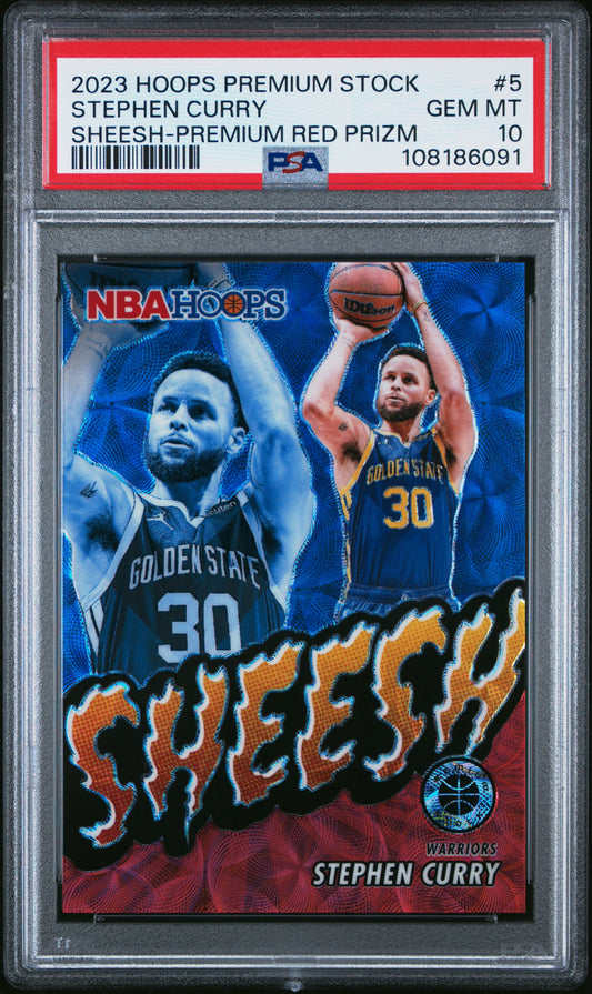 2023 Panini Hoops Premium Stock Sheesh #5 Red Prizm Stephen Curry PSA 10