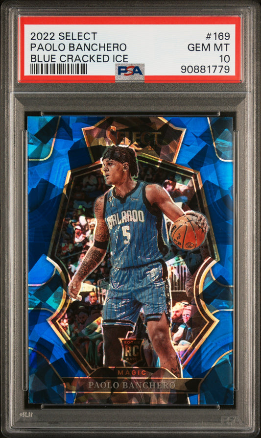 2022 Panini Select #169 Blue Cracked Ice Paolo Banchero RC PSA 10