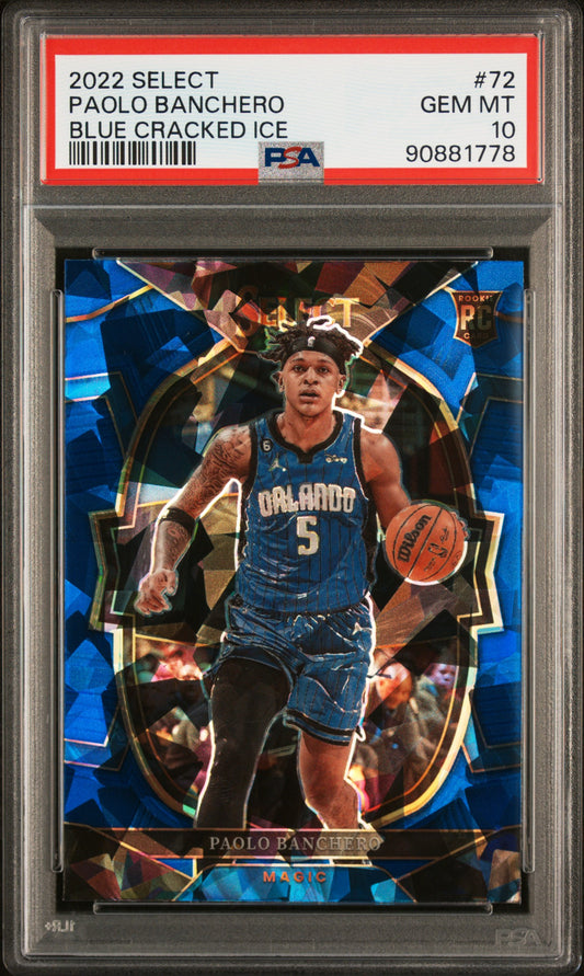 2022 Panini Select #72 Blue Cracked Ice Paolo Banchero RC PSA 10