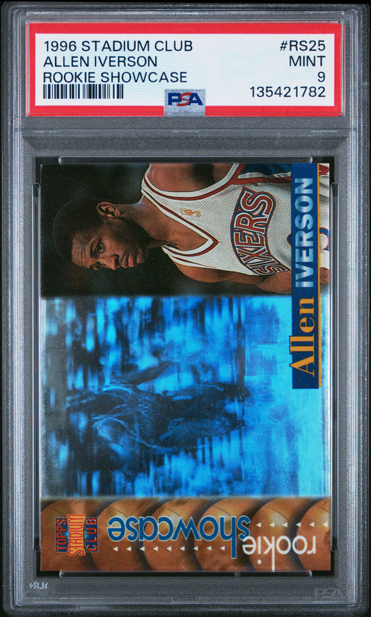 1996 Stadium Club Rookie Showcase #RS25 Allen Iverson RC PSA 9