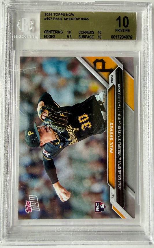 2024 Topps Now #407 Paul Skenes RC /18345 BGS 10.0