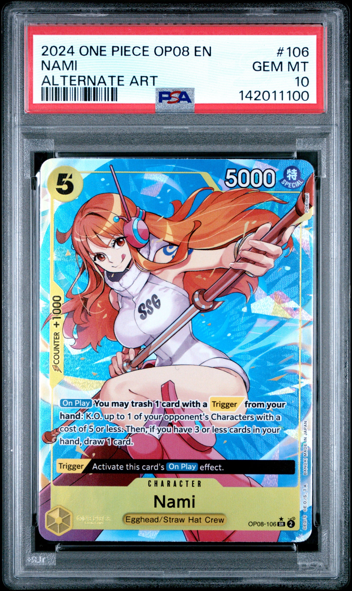 2024 One Piece Op08-Two Legends #106 Alternate Art Nami PSA 10
