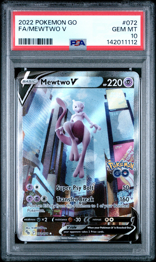 2022 Pokemon Go #072 Full Art Mewtwo V PSA 10