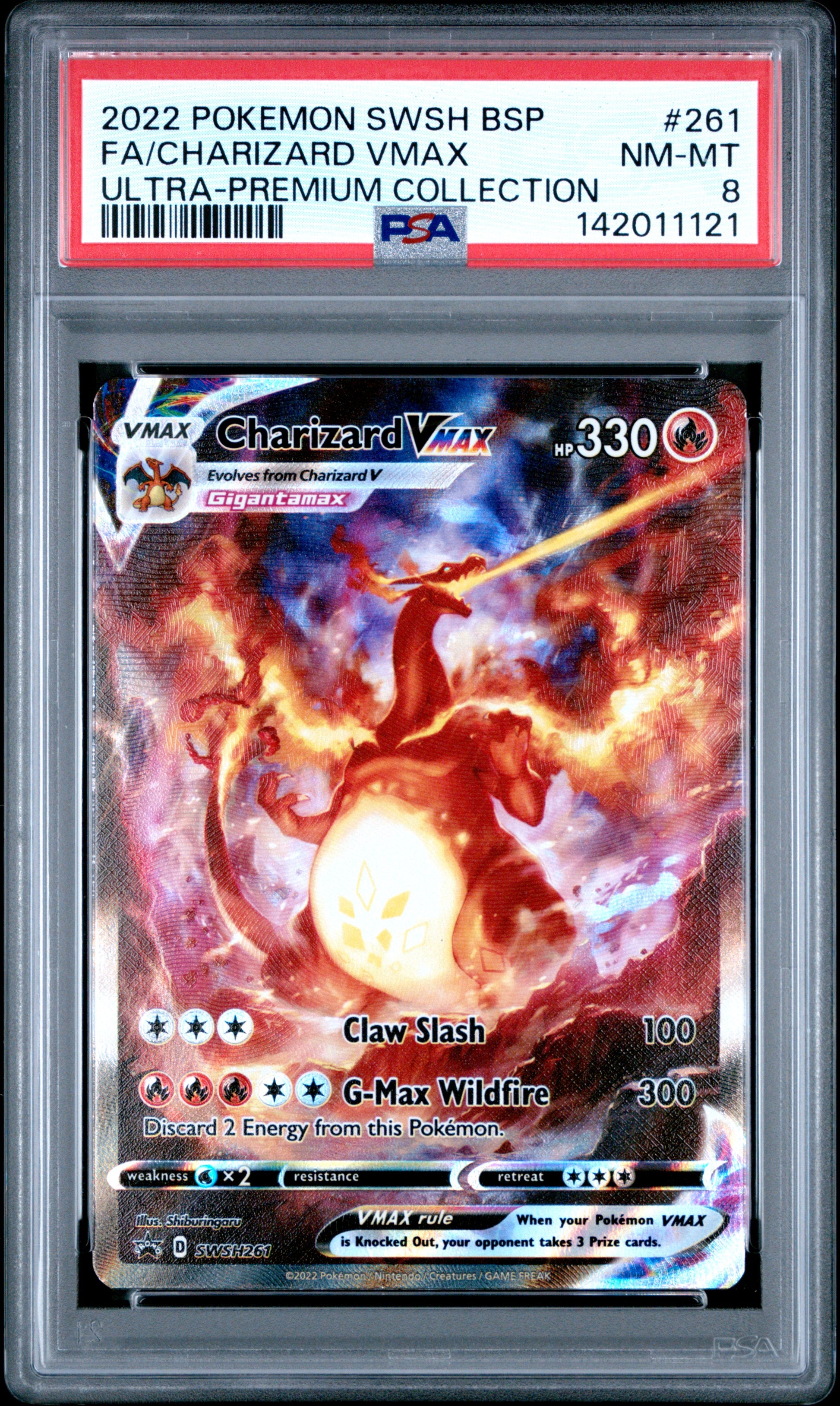 2022 Pokemon Swsh Black Star Promo #261 UPC Fa/ Charizard Vmax PSA 8