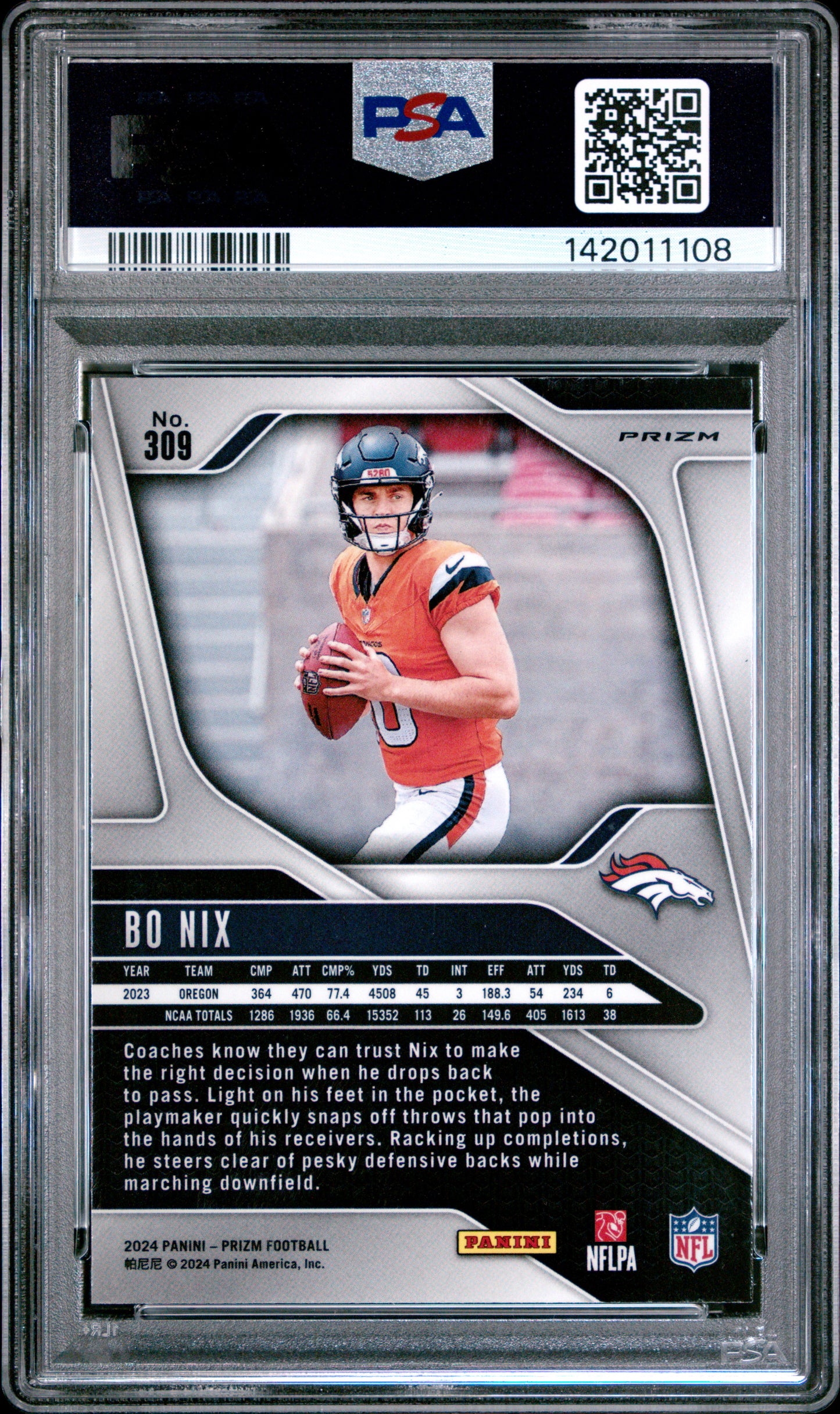 2024 Panini Prizm #309 Disco Prizm Bo Nix RC PSA 8
