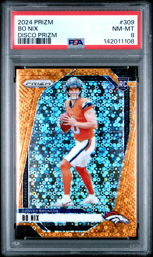 2024 Panini Prizm #309 Disco Prizm Bo Nix RC PSA 8