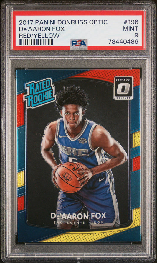 2017 Panini Donruss Optic #196 Red/Yellow De'Aaron Fox PSA 9