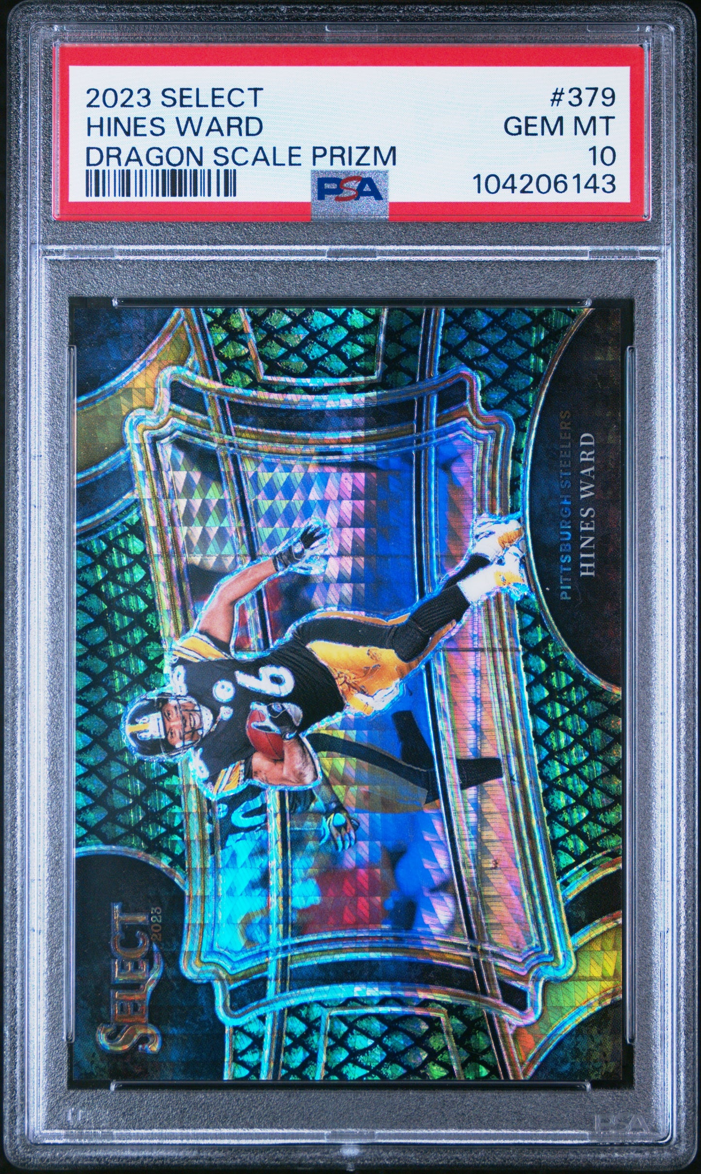 2023 Panini Select #379 Dragon Scale Prizm Hines Ward PSA 10