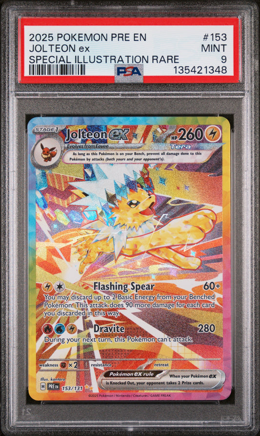2025 Pokemon Pre En-Prismatic Evolutions #153 Spec. Ill. Rare Jolteon Ex PSA 9