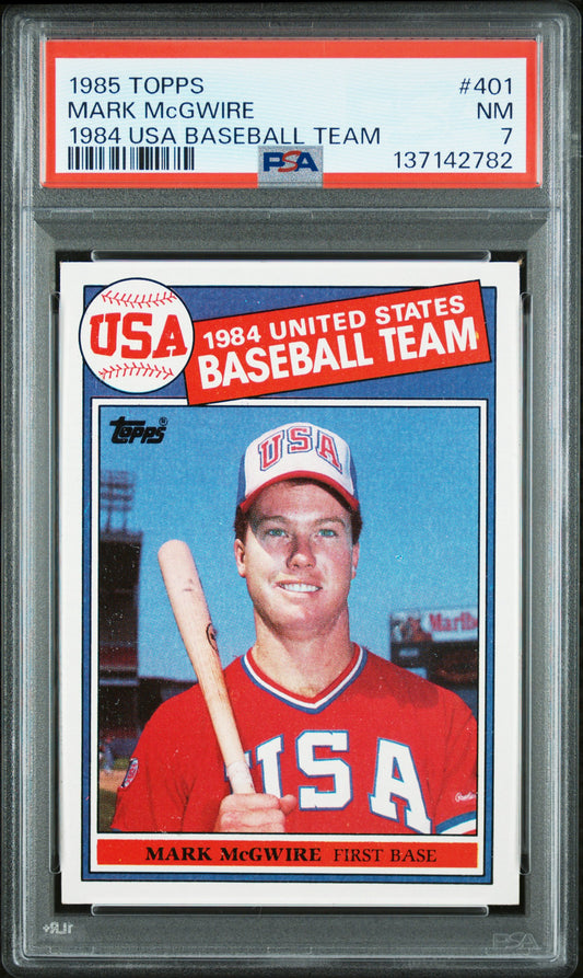 1985 Topps #401 1984 Usa Baseball Team Mark Mcgwire PSA 7