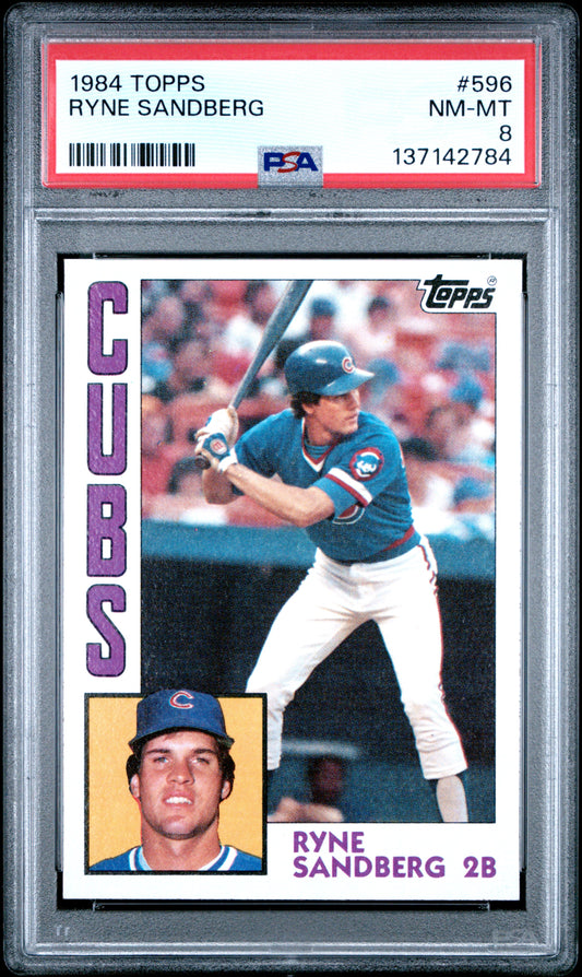 1984 Topps #596 Ryne Sandberg PSA 8