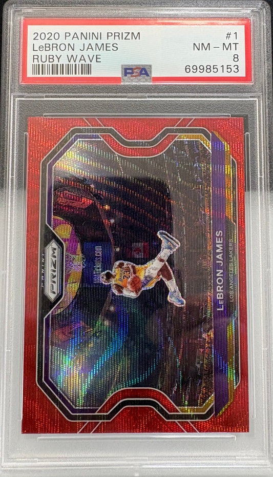 2020 Prizm LeBron James Ruby Wave PSA 8