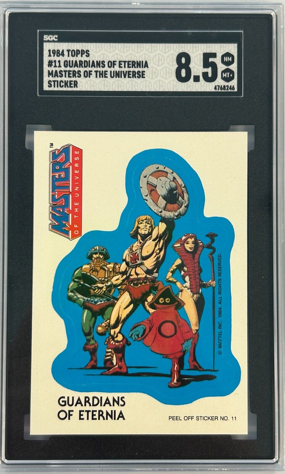 1984 Topps 11 Masters of the Universe Sticker Guardians of Eternia SGC 8.5