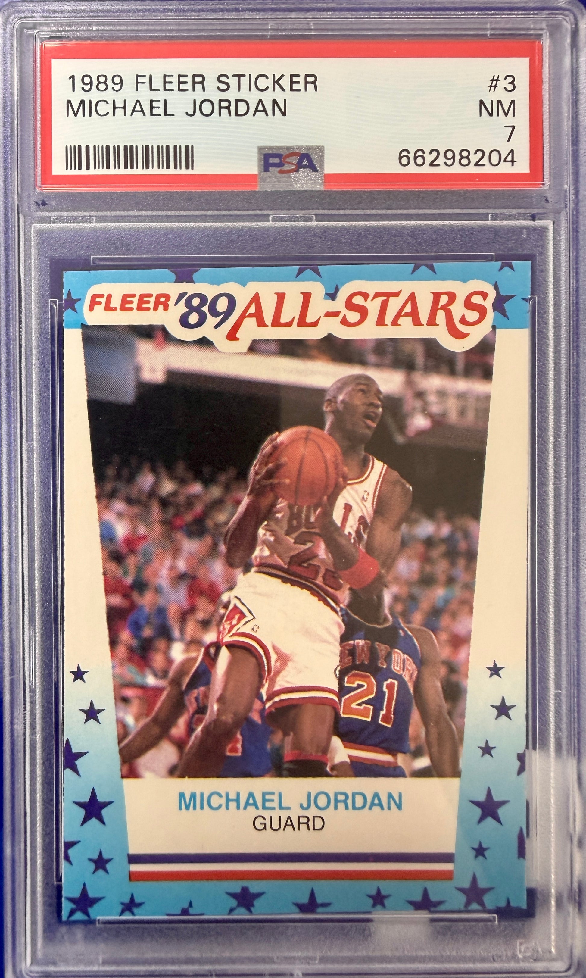 1989 Fleer Sticker #3 Michael Jordan PSA 7