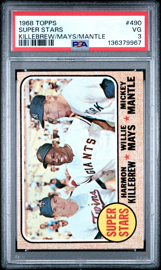 1968 Topps #490 Killebrew/Mays/Mantle Super Stars PSA 3