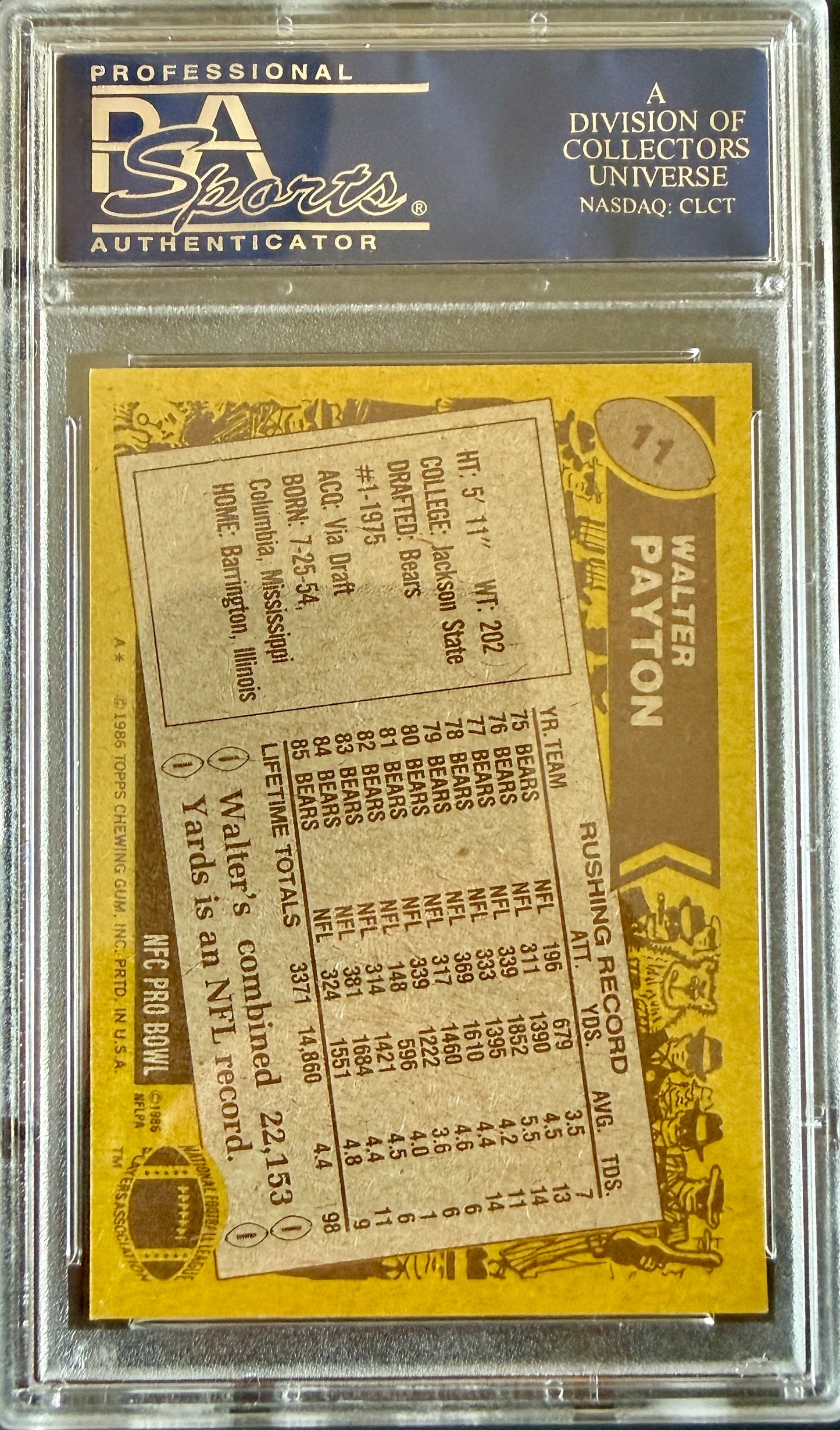 1986 Topps #11 Walter Payton PSA 8.5