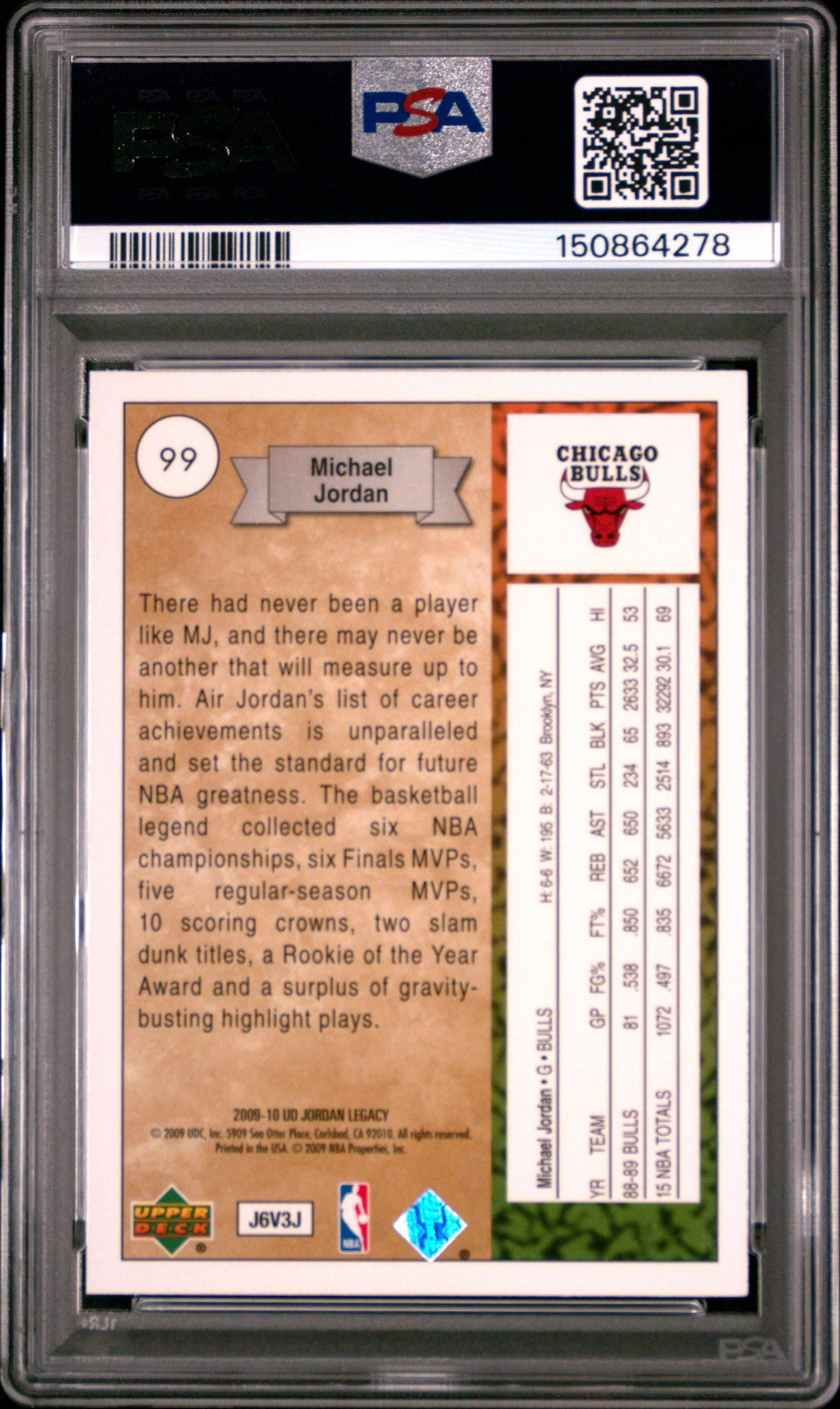 2009 Upper Deck Jordan Legacy Gold #99 Michael Jordan PSA 6