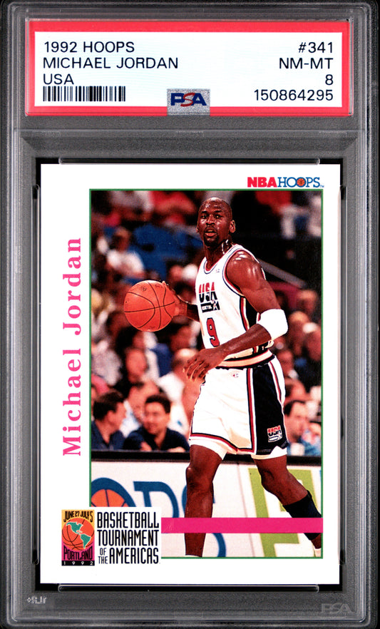 1992 Hoops #341 Usa Michael Jordan PSA 8