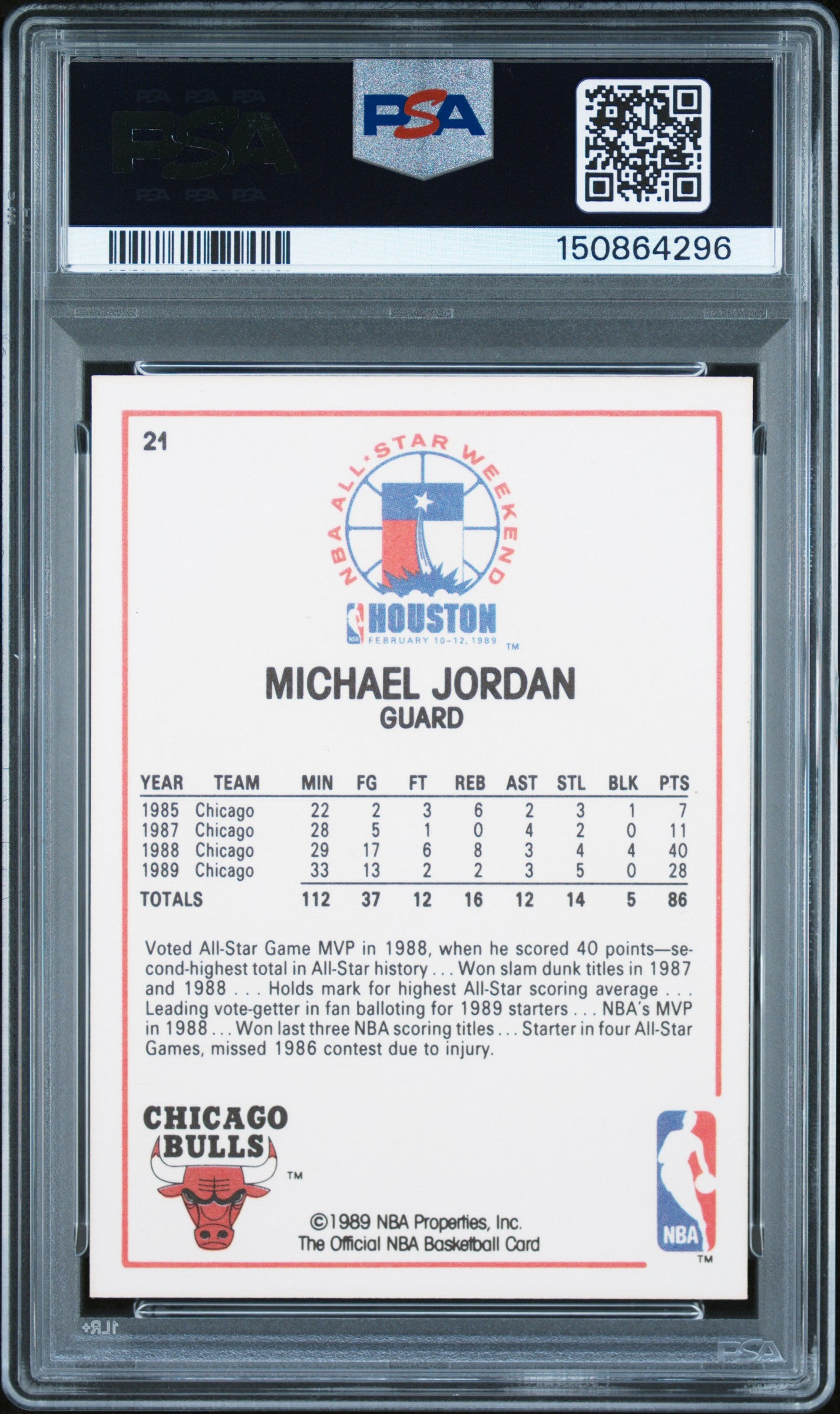 1989 Hoops #21 All-Star Michael Jordan PSA 5