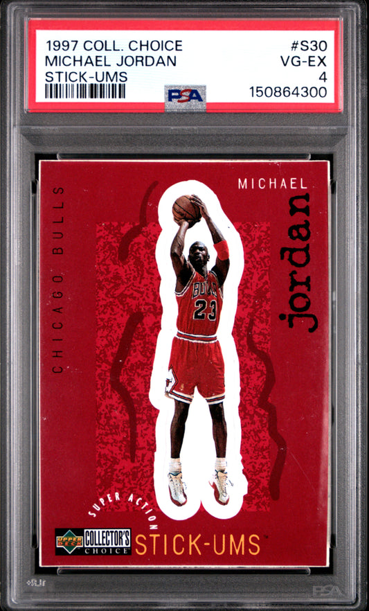 1997 Collector'S Choice Stick-Ums 1 #S30 Michael Jordan PSA 4