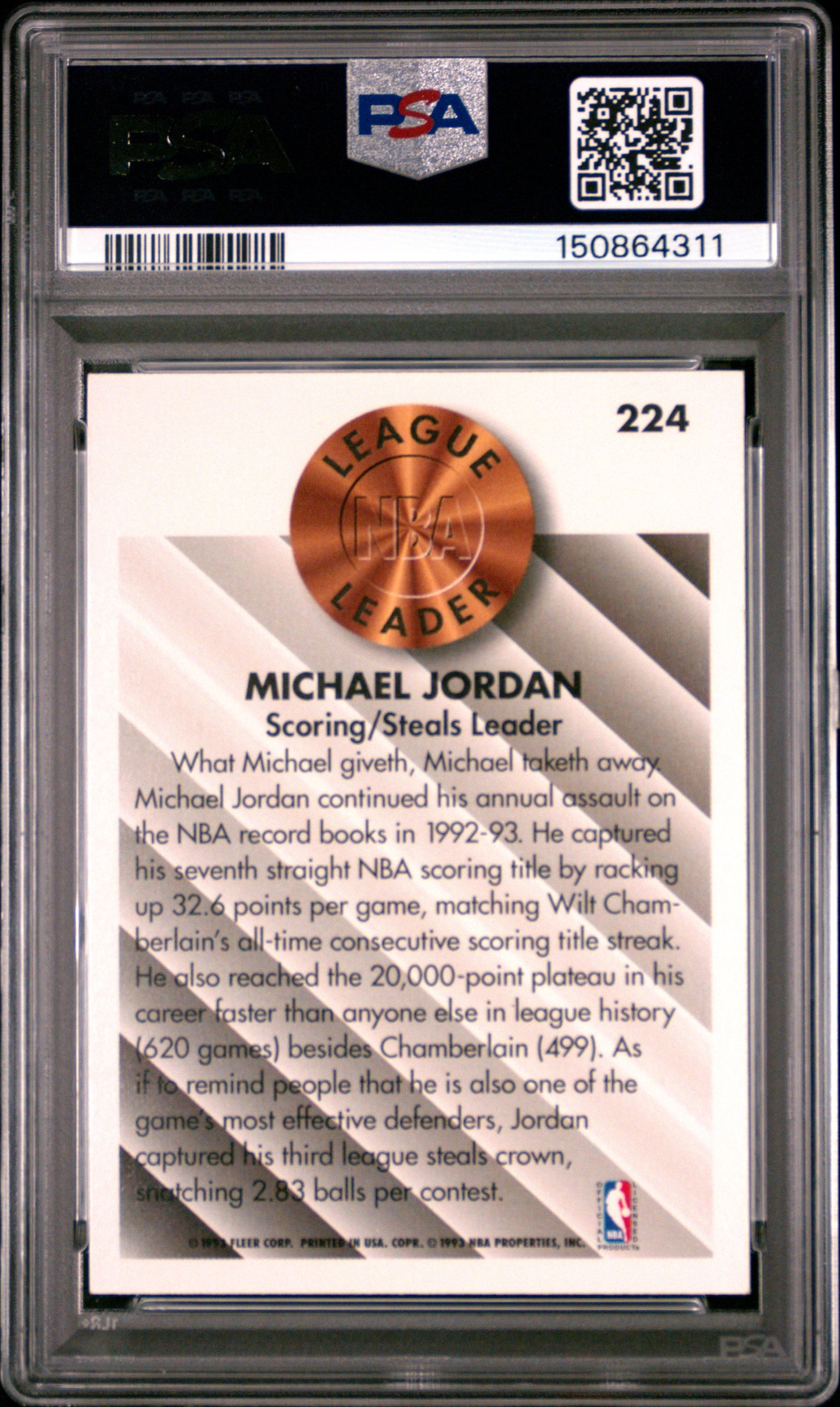 1993 Fleer #224 Michael Jordan PSA 8