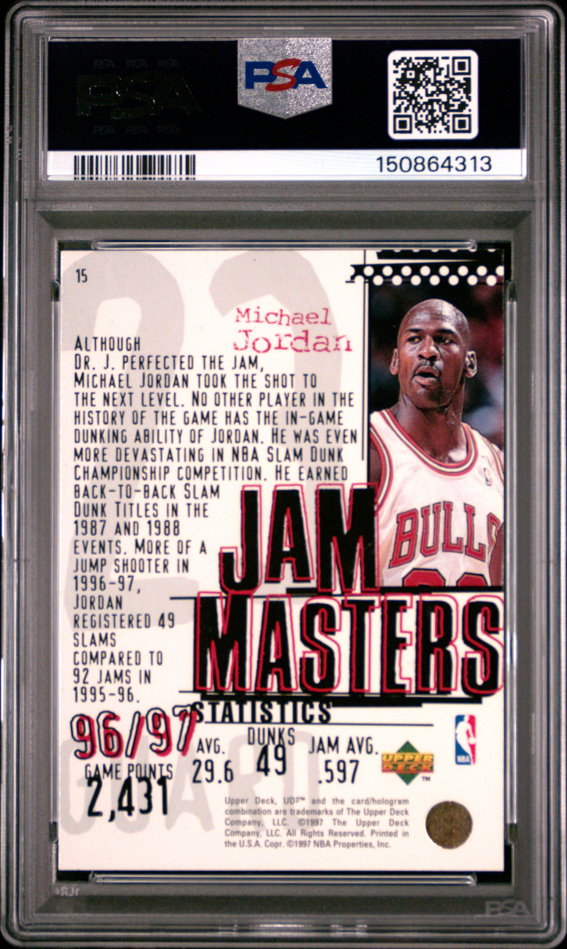 1997 UD3 Jam Masters #15 Michael Jordan PSA 10