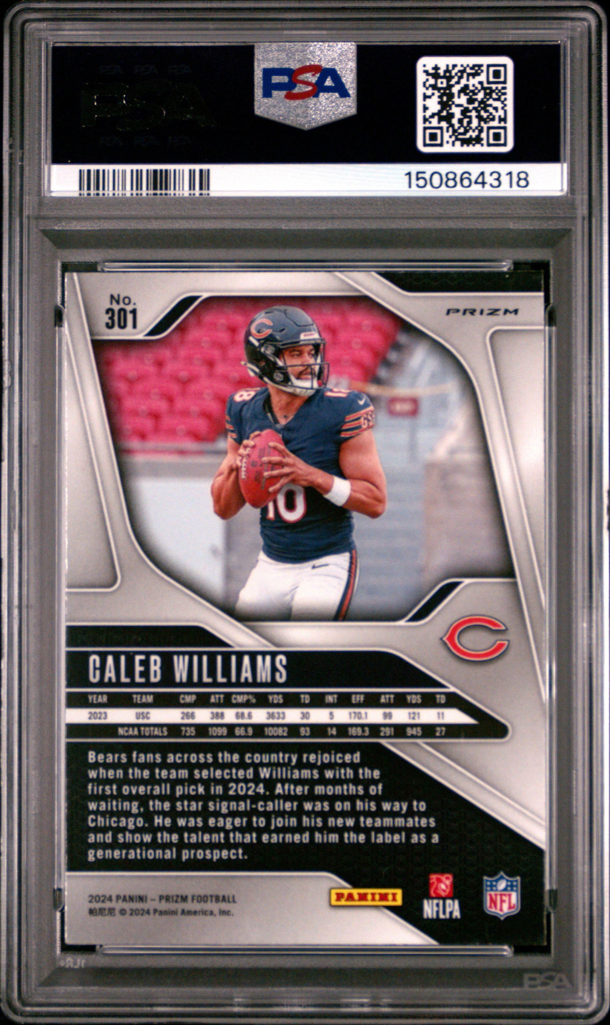 2024 Panini Prizm #301 Disco Prizm Caleb Williams RC PSA 8